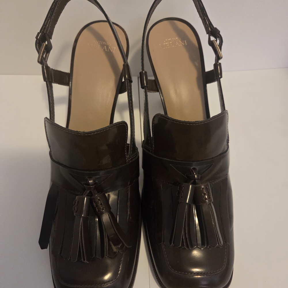 ANTONIO MELANI Dark Brown Heeled Shoes with Tassels